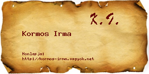 Kormos Irma névjegykártya