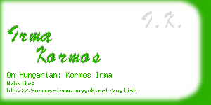 irma kormos business card